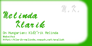 melinda klarik business card